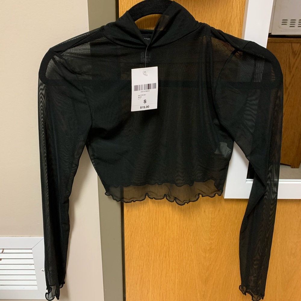 Mesh long sleeve crop top